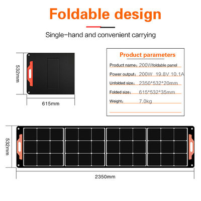 Monocrystalline Portatif Güneş Paneli Dışarıda Kamp Yapmak İçin Güneş Modülleri 200W