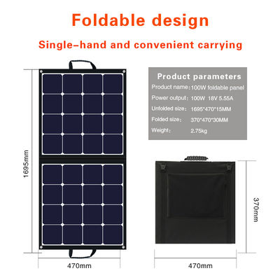 Dışarıda Taşınabilir Güneş Modülü 24V 100w Yolculuk için Katlanabilir Güneş Paneli