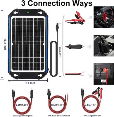 12W 12V Güneş Paneli Tükle Şarj Aracı Güneş Enerjisiyle Yürütülen Pil Bakımcısı MPPT
