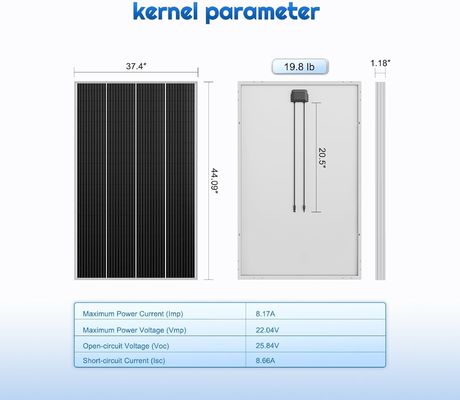 Monokristalin PV Sabit Güneş Paneli Hücresi 12V 180W Kompakt