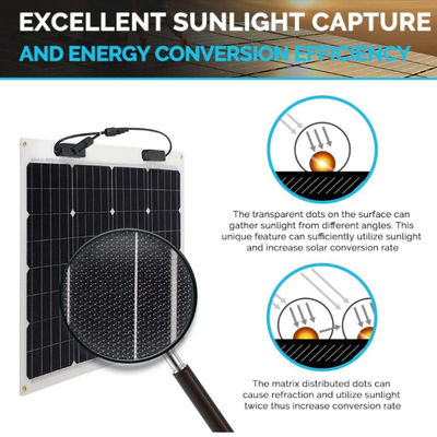 Yarım esnek Monocrystalline Esnek Güneş Paneli 12 Volt Marine RV motorhome için 4wd