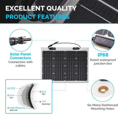 Yarım esnek Monocrystalline Esnek Güneş Paneli 12 Volt Marine RV motorhome için 4wd
