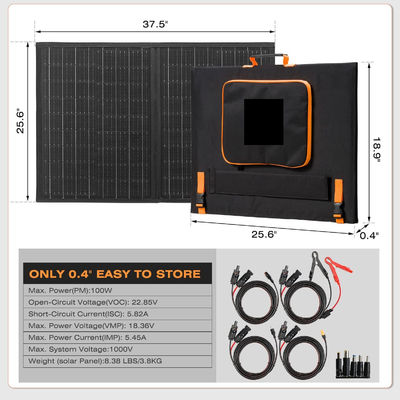 100W Şebekeden Açık Katlanabilir Güneş Şarj Cüzdanı Kampo için Taşınabilir Güneş Paneli Kit