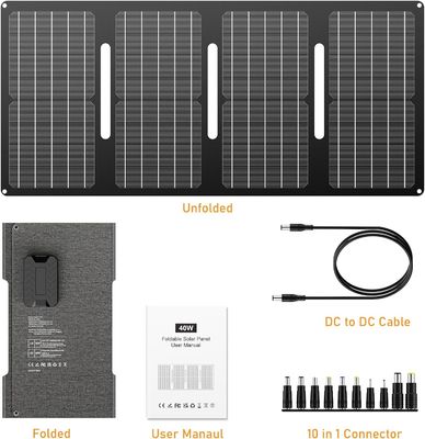 40W Portatif Güneş Paneli 15V DC Sokak Açık Kamp Yürüyüşleri için