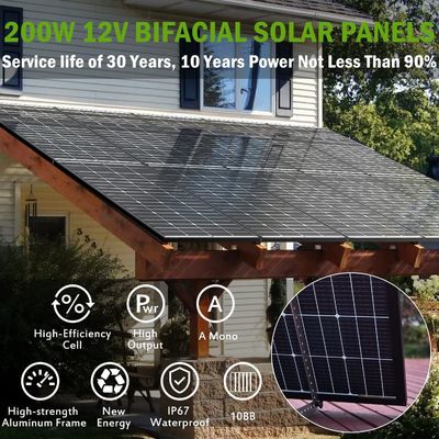 200W Güneş Monokristalin Pv Panelleri 12V 10BB RV Ev için Modülü