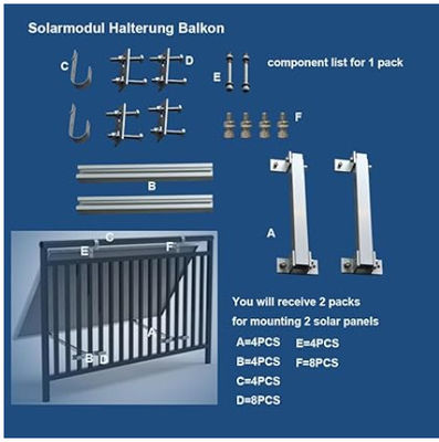 Pas geçirmez Balkon Güneş Panelleri Montaj Brackets Beyaz ile hafif
