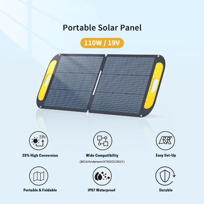 Taşınabilir Hibrit Mono Güneş Paneli 110W 19V IP67 Su geçirmez