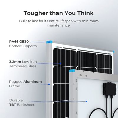 PV Monokristalin Balkon Güneş Panelleri 100 Watt 12V OEM
