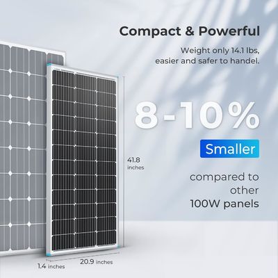 PV Monokristalin Balkon Güneş Panelleri 100 Watt 12V OEM