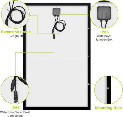 250W 15V Monocrystalline Sloar Panel PV Modülü Şebekeden Açık Hafif