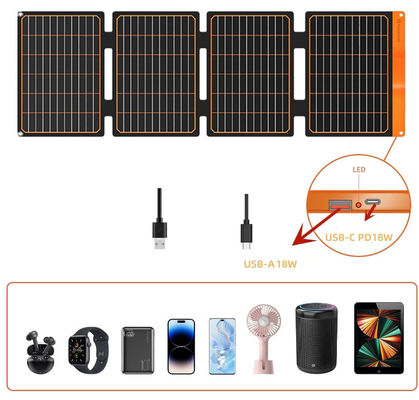Katlanabilir USB Portatif Güneş Şarj Aracı Monokristalin Fotovoltaik Modülü 18W