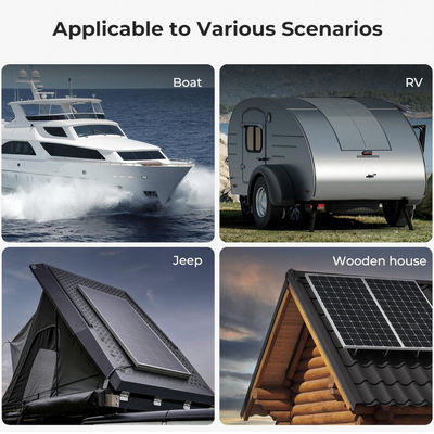 Siyah ETFE 100 Watt Esnek Monokristal Güneş Paneli Yat, Kampor,RV,4WD için Güneş Panli