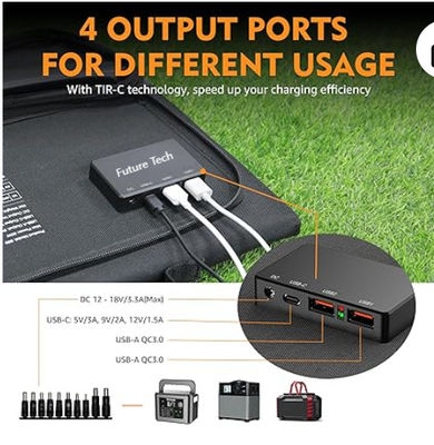 FTB70000 Güç Bankası, 350W güneş jeneratörü, 60W güneş paneli ve 10W USB LED ışık kümesi ile