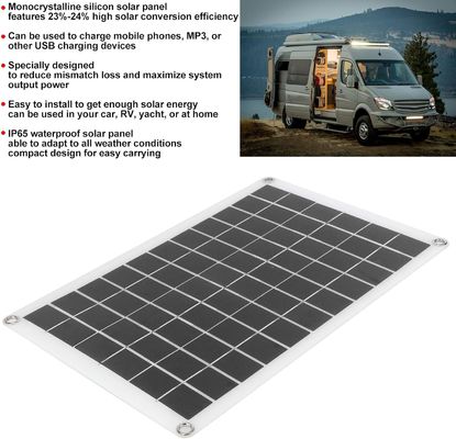 Hafif Portatif Güneş Paneli Monokristal Hücre 100W 12/24V USB Çıktısı