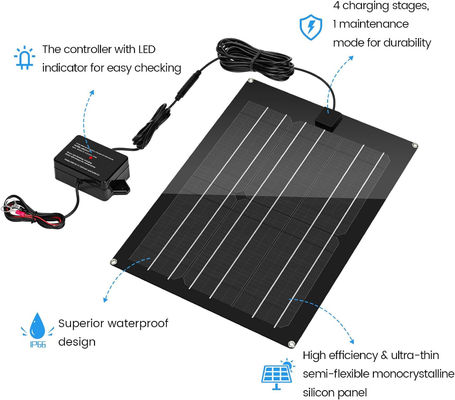 Trickle Güneş Otomobil Bataryası Bakım Şarj Arabası için 15W 12V