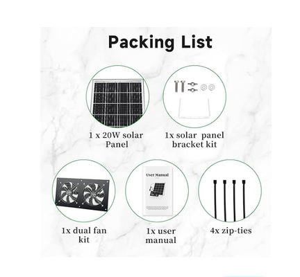 FTB20 Dış Güneş Paneli Kütesi Tavuk Kulübesi için Güçlendirilmiş Egzoz Ventilatörü IP65 Su geçirmez