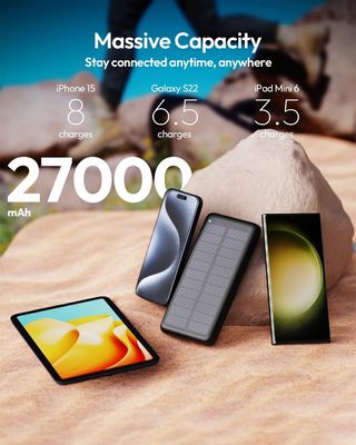 USB C Portable Solar Charger 27000mAh Cep telefonu Tablet için ODM