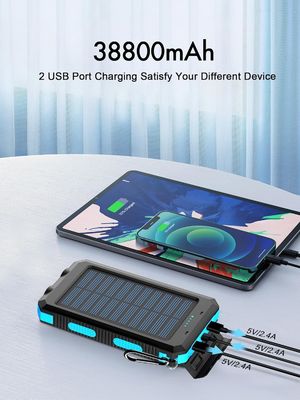 38800mAh Güneş Enerjisi USB Güç Bankası Açık Hava Kampı için Su geçirmez