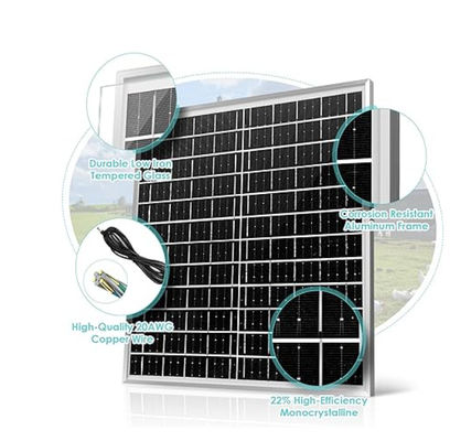 Beyaz Monocrystalline Mini Güneş Paneli Kit Fener 30W 8&quot;